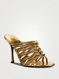 Rockstud Metallic Satin Mules