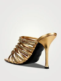 Rockstud Metallic Satin Mules