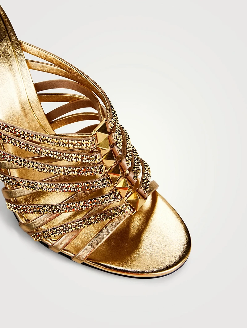 Rockstud Metallic Satin Mules