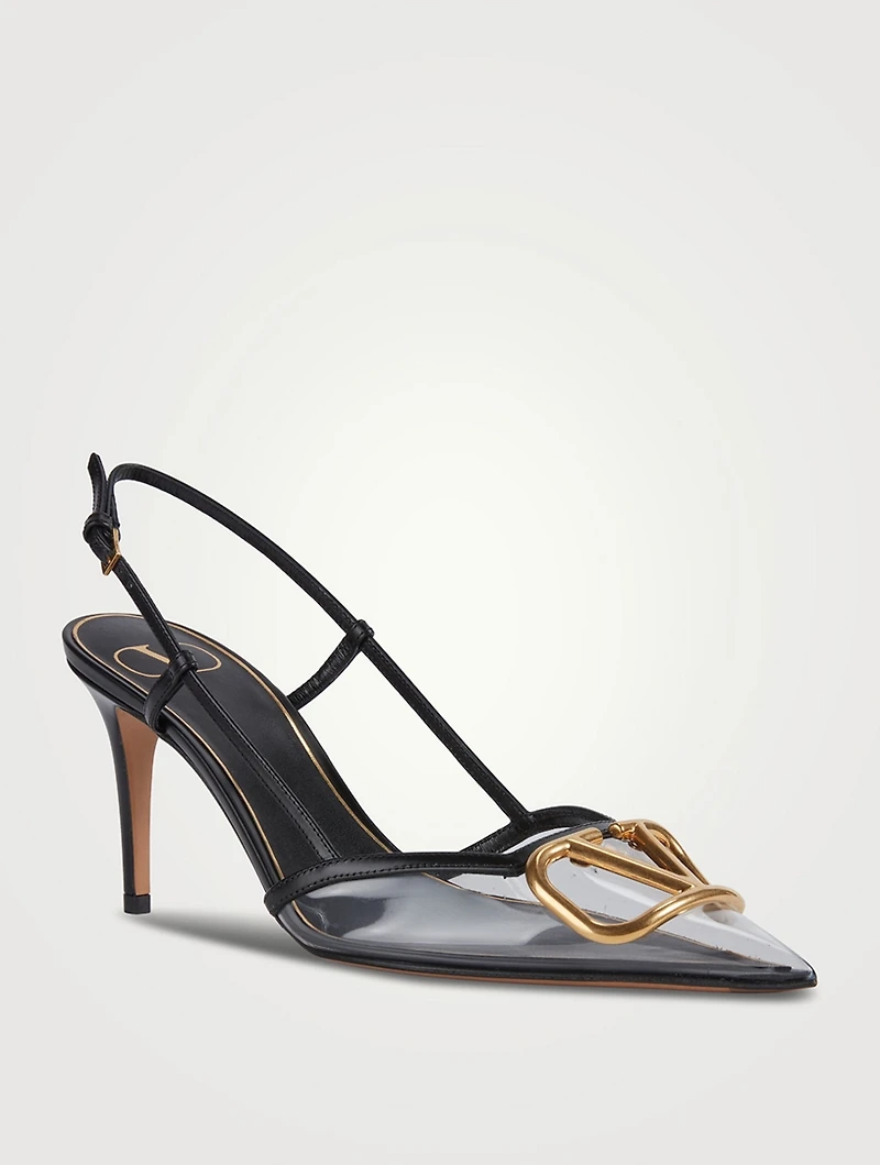 VLOGO PVC And Leather Slingback Pumps