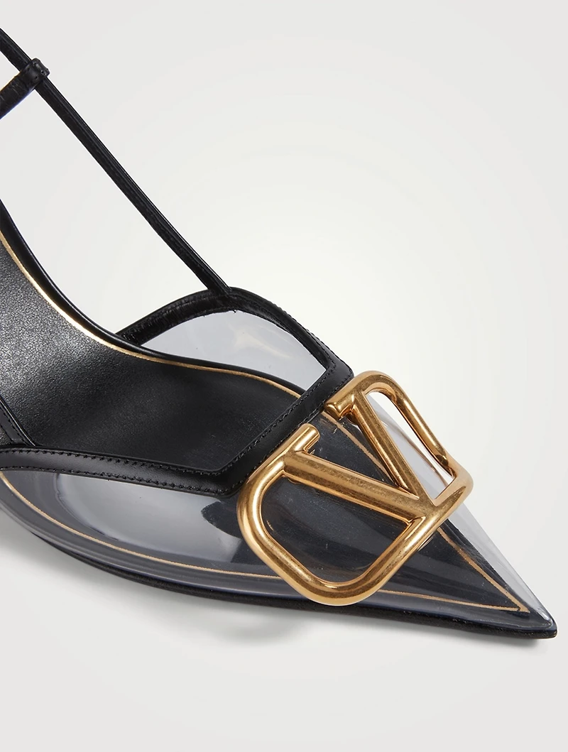 VLOGO PVC And Leather Slingback Pumps