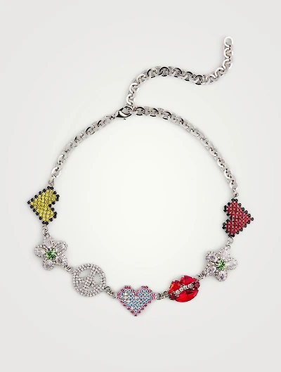 Crystal Charm Choker Necklace