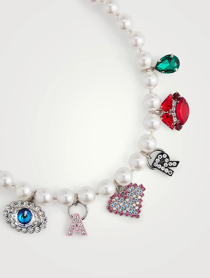 Faux Pearl Charm Necklace
