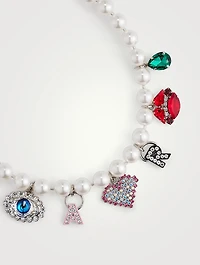 Faux Pearl Charm Necklace