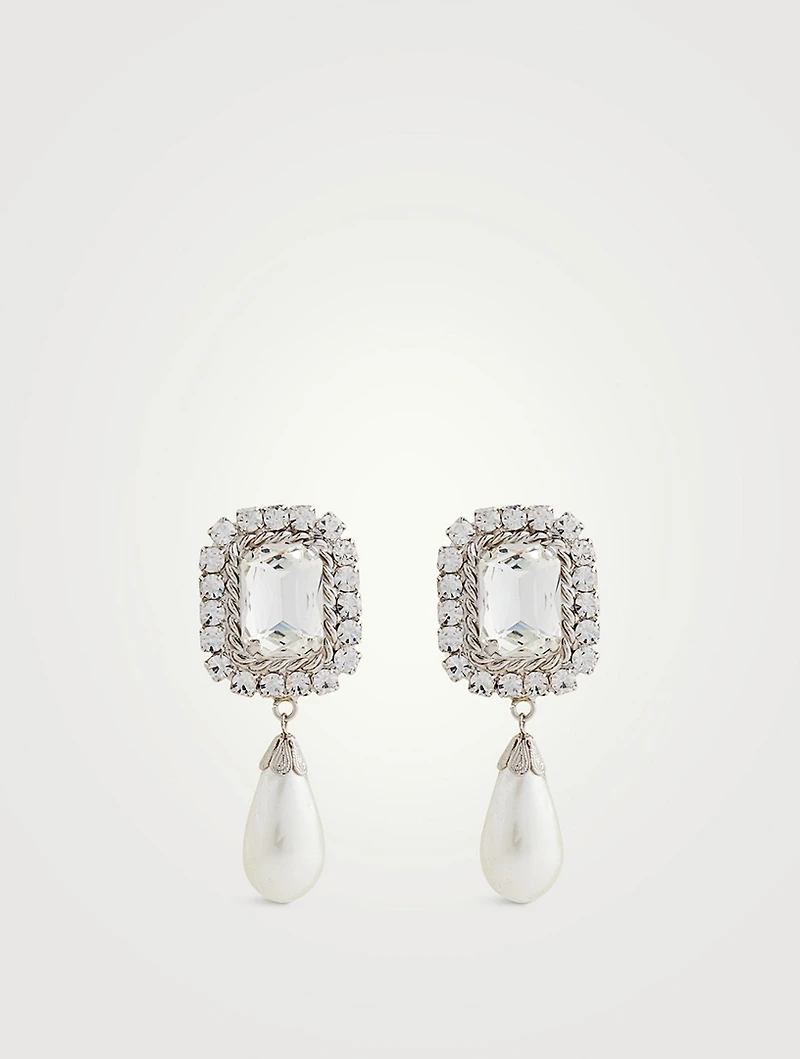 Crystal And Faux Pearl Earrings