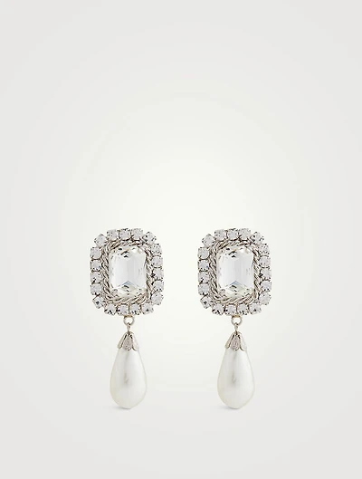 Crystal And Faux Pearl Earrings
