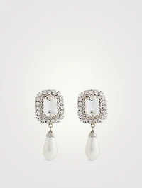 Crystal And Faux Pearl Earrings