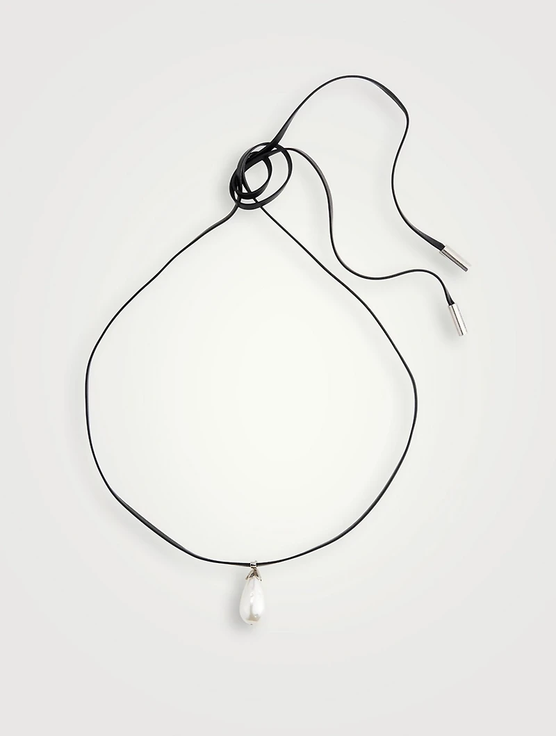 Leather And Faux Pearl Hairpiece