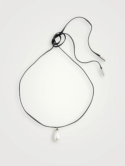 Leather And Faux Pearl Hairpiece