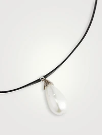 Leather And Faux Pearl Hairpiece