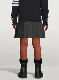 Wool Pleated Mini Skirt With Drop Back