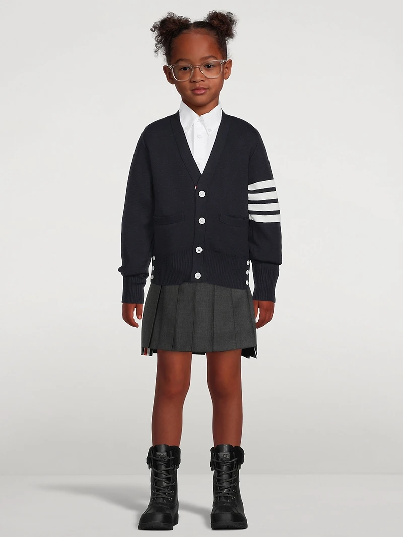 Wool Pleated Mini Skirt With Drop Back