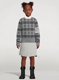 Seersucker Pleated Mini Skirt With Drop Back