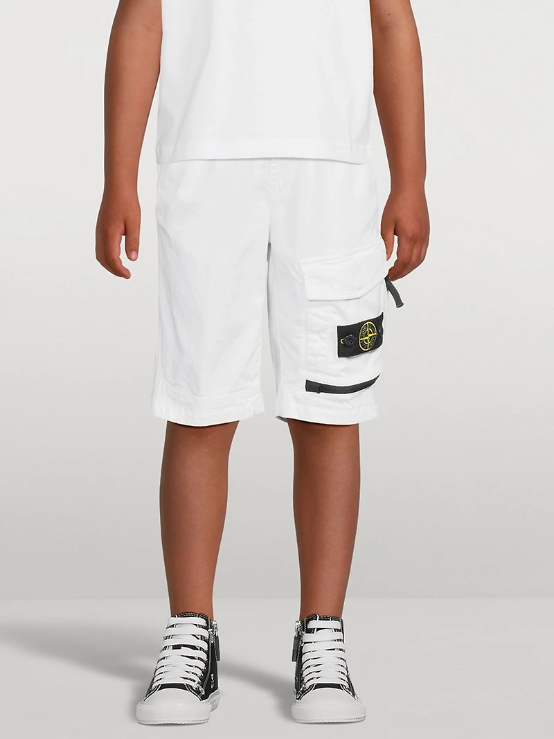 Cotton And Wool Stretch Cargo Shorts