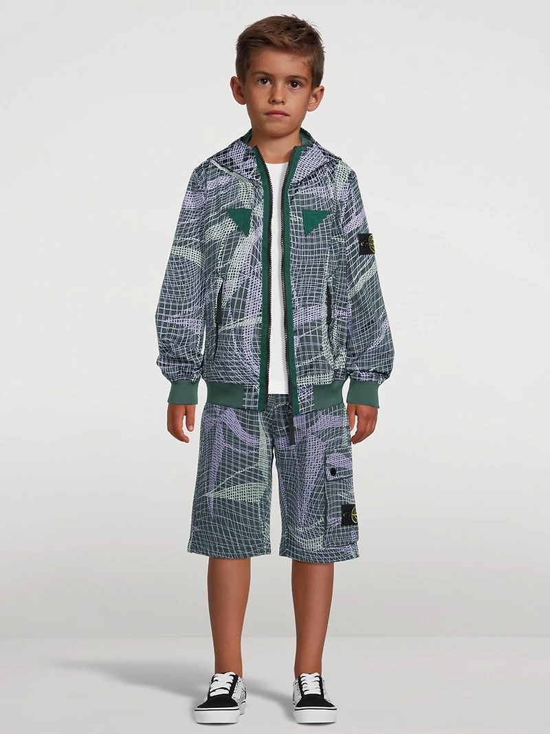 Nylon Hooded Jacket Camo Print