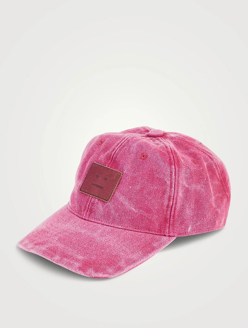 Canvas Baseball Cap With Leather Logo Patch