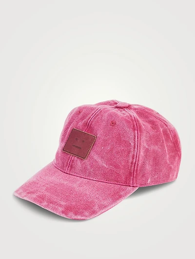 Canvas Baseball Cap With Leather Logo Patch