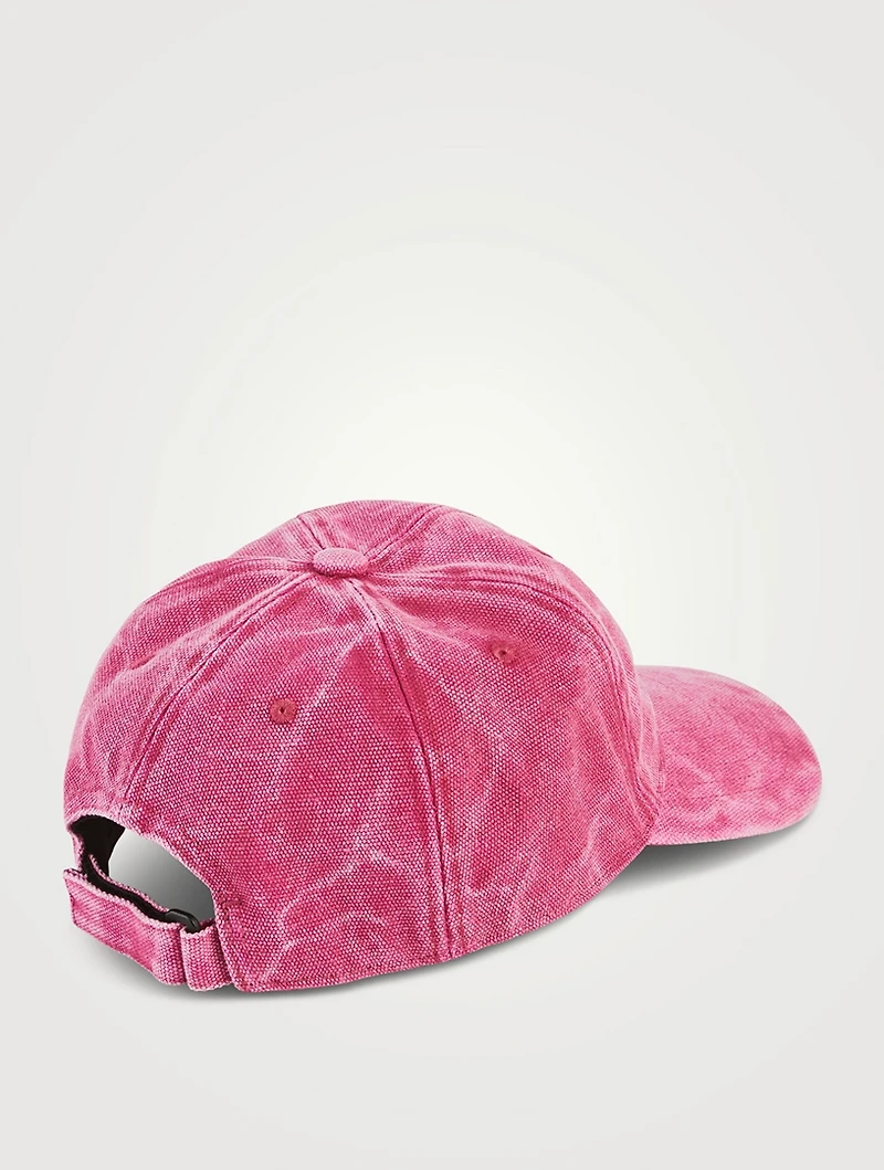 Canvas Baseball Cap With Leather Logo Patch