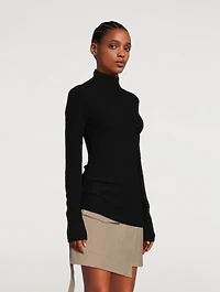 Asymmetric Turtleneck Sweater
