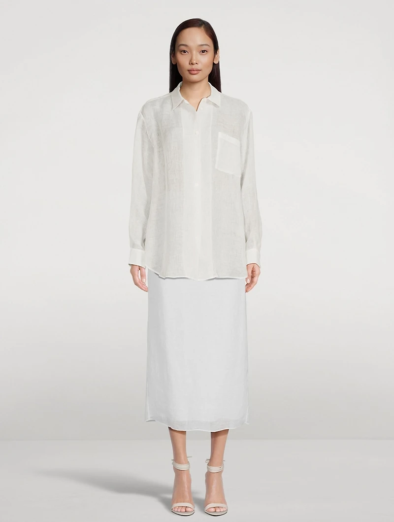 Berth Linen Midi Skirt