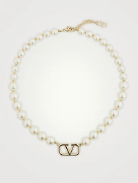 Faux Pearl Necklace With VLOGO