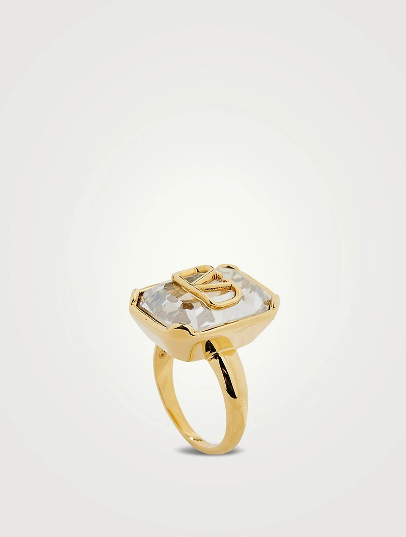 VLOGO Signature Ring With Crystal