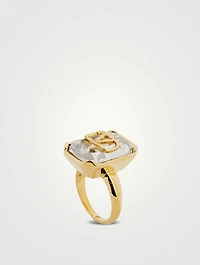 VLOGO Signature Ring With Crystal