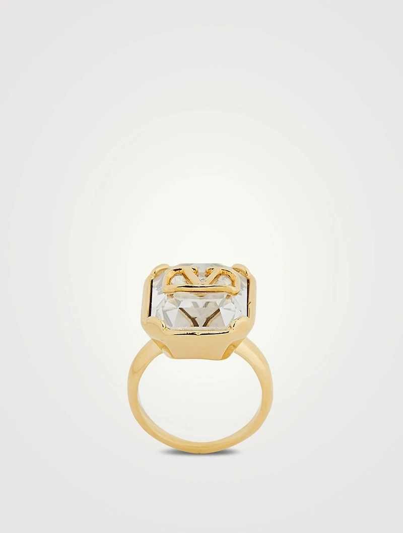 VLOGO Signature Ring With Crystal
