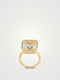 VLOGO Signature Ring With Crystal