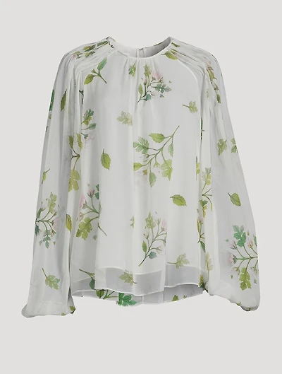 Silk Georgette Blouse Roses Bouquets Print