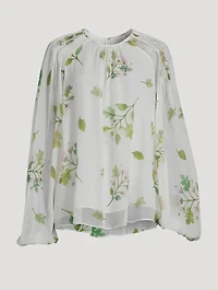 Silk Georgette Blouse Roses Bouquets Print