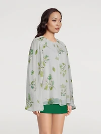 Silk Georgette Blouse Roses Bouquets Print