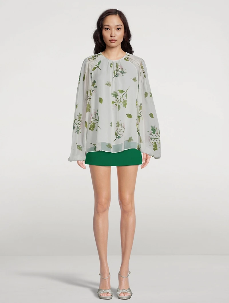 Silk Georgette Blouse Roses Bouquets Print