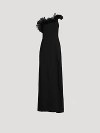 Ruffled Off-The-Shoulder Gown