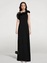 Ruffled Off-The-Shoulder Gown