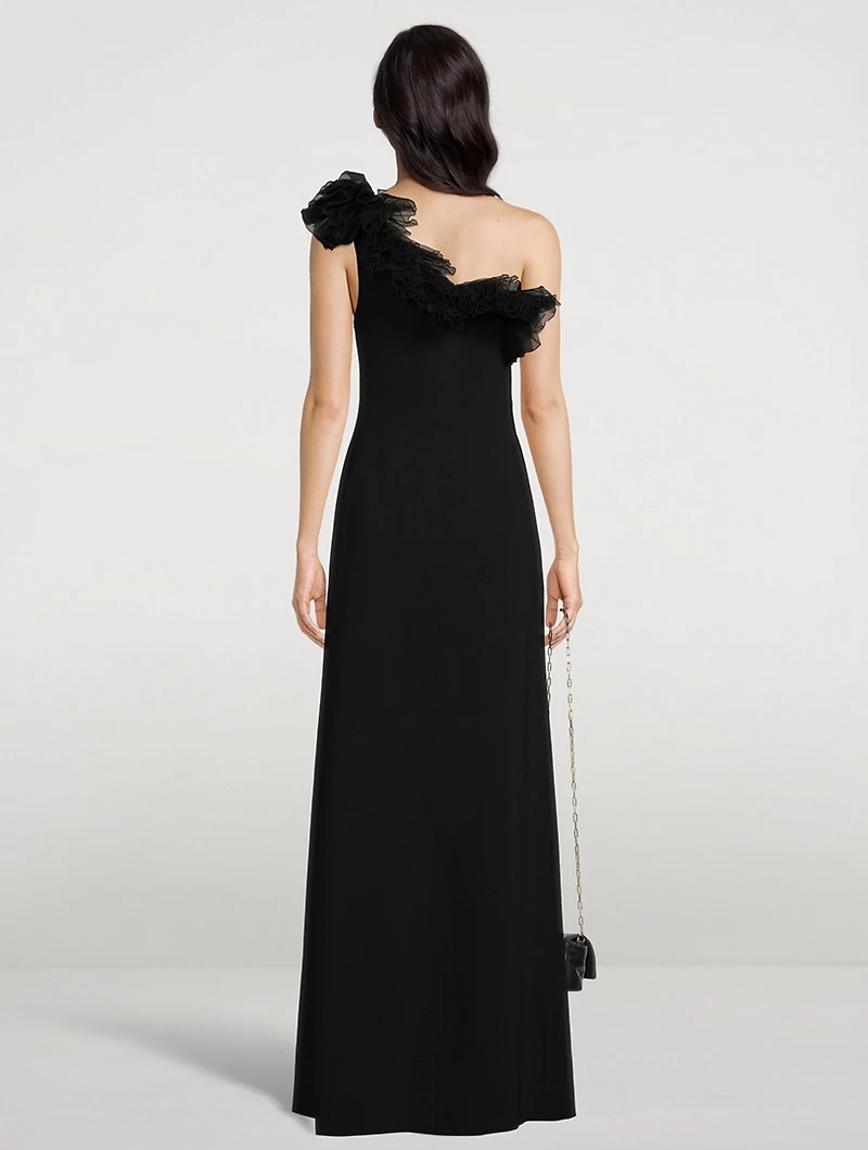 Ruffled Off-The-Shoulder Gown
