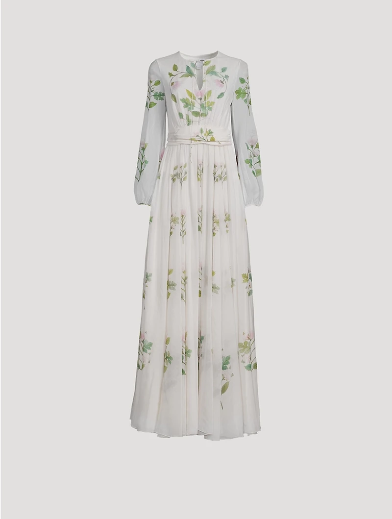 Silk Georgette Gown In Floral Print