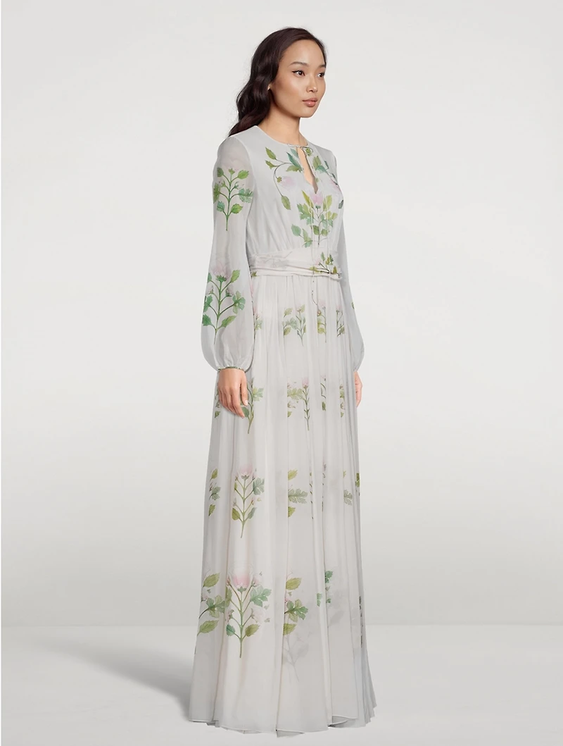 Silk Georgette Gown In Floral Print