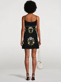 Floral-Embroidered Tweed Bouclé Mini Dress