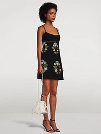 Floral-Embroidered Tweed Bouclé Mini Dress