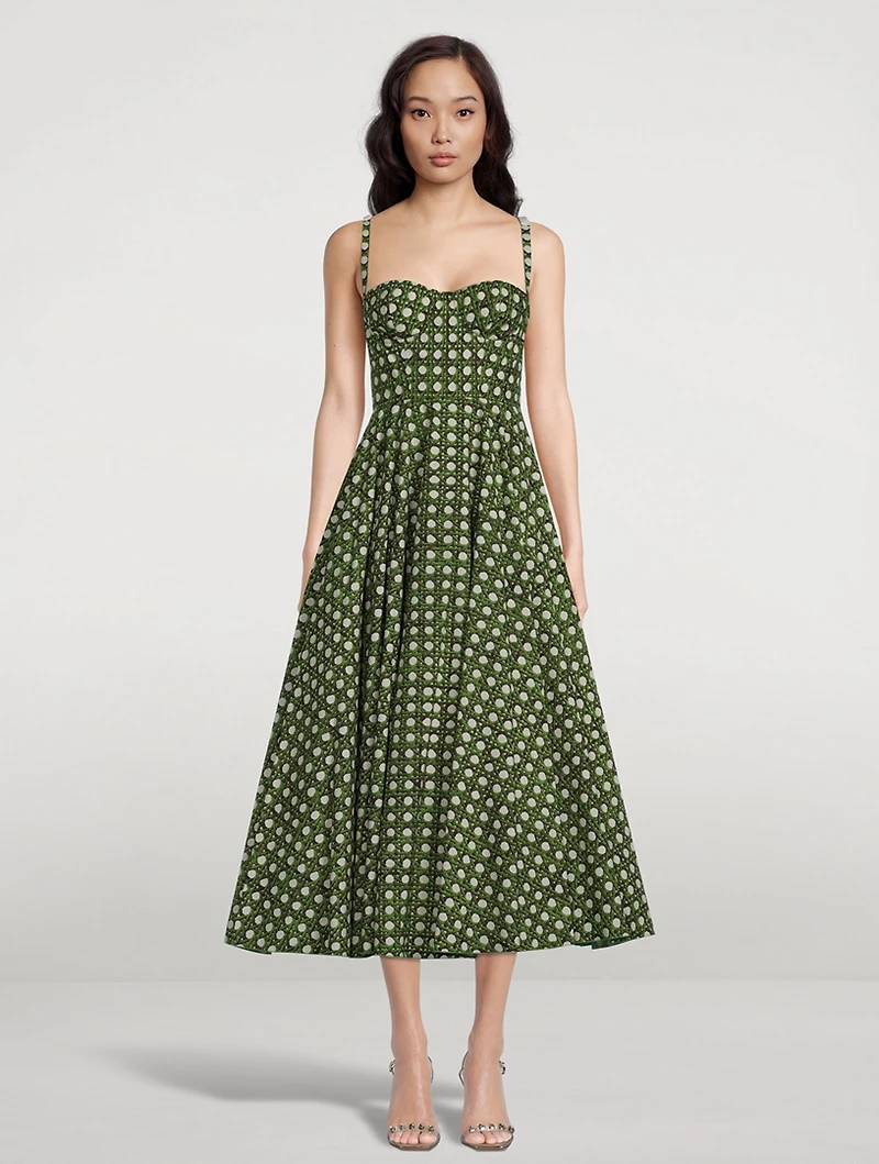 Poplin Midi Dress Treillage Print