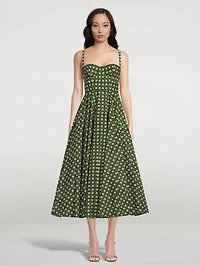 Poplin Midi Dress Treillage Print
