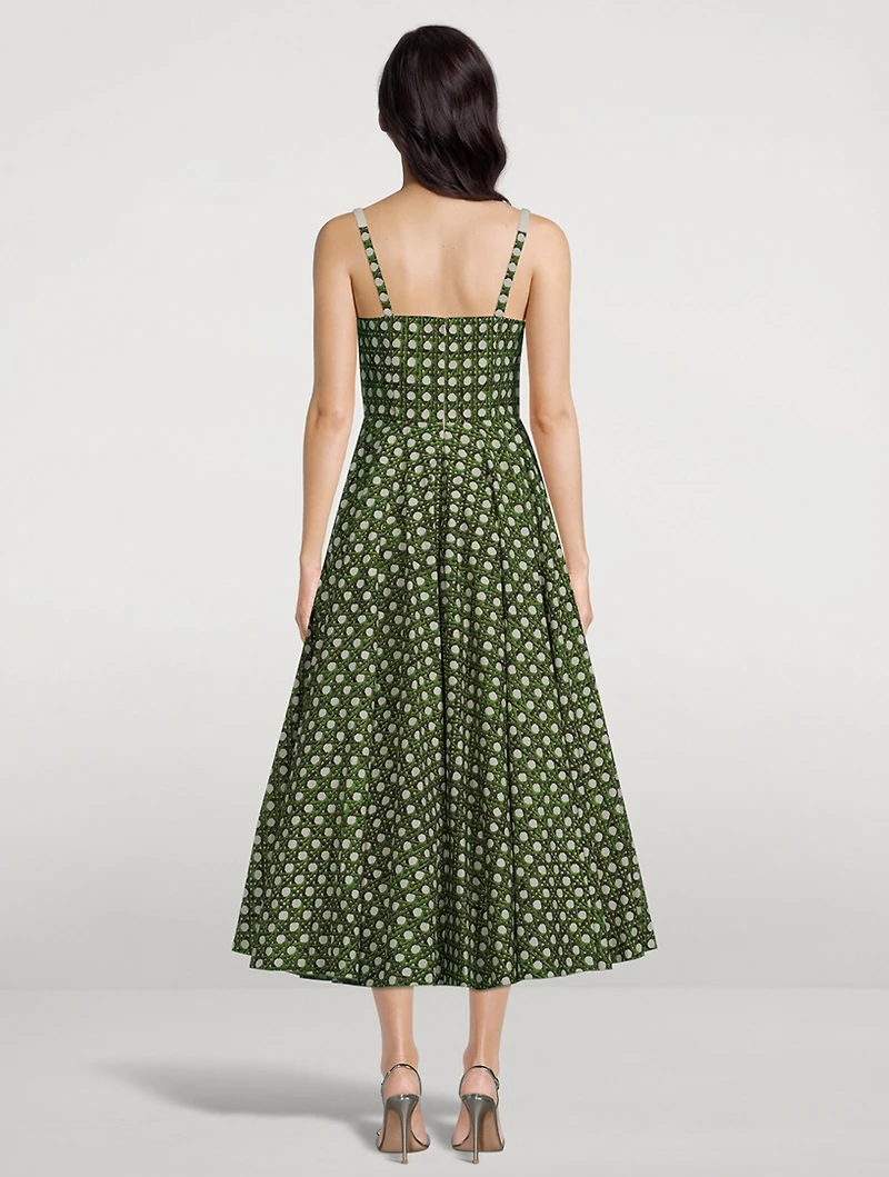 Poplin Midi Dress Treillage Print
