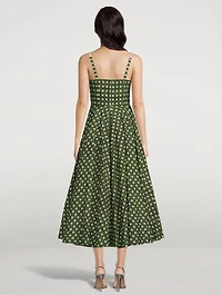 Poplin Midi Dress Treillage Print