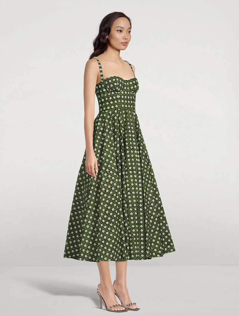 Poplin Midi Dress Treillage Print