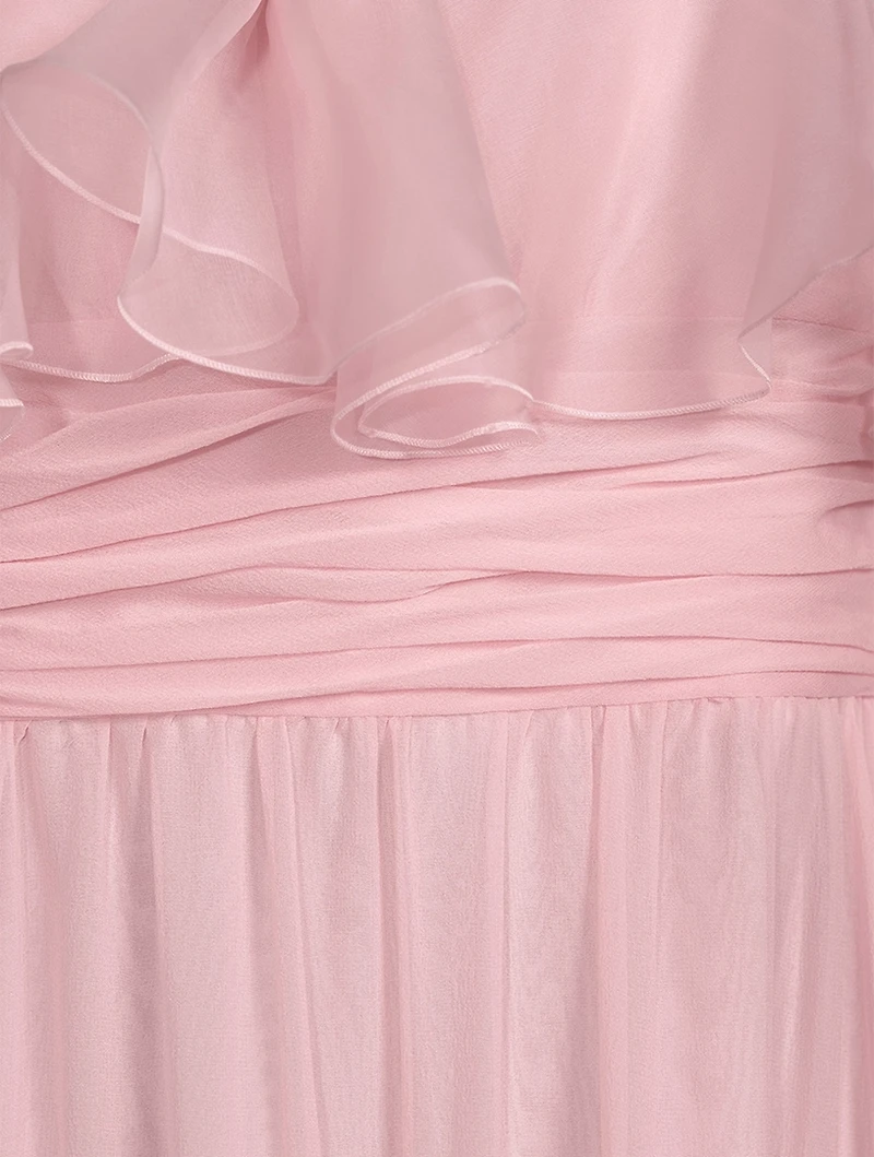 Ruffled Off-The-Shoulder Silk Georgette Gown