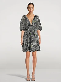 Silk Georgette Mini Dress Floral Print