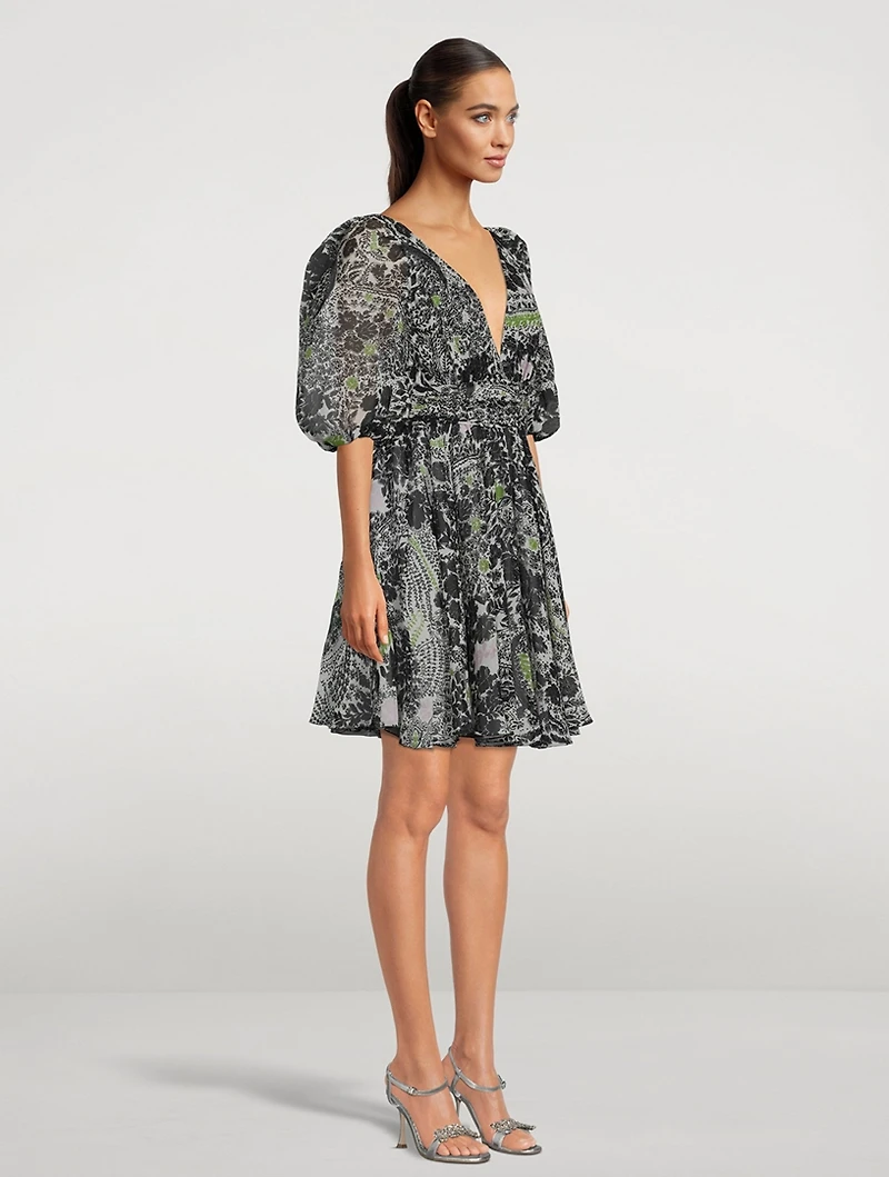 Silk Georgette Mini Dress Floral Print