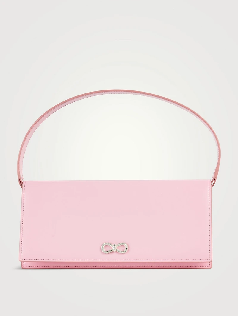 Crystal Bow Leather Baguette