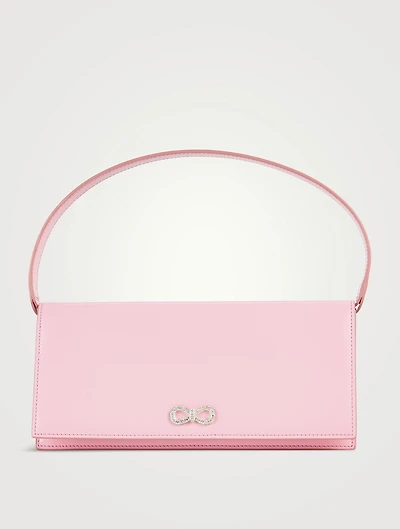 Crystal Bow Leather Baguette